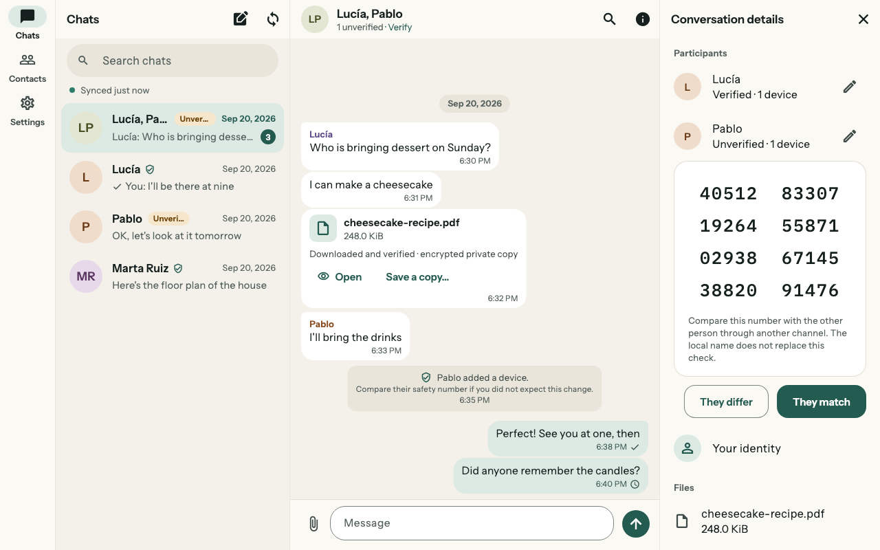 Desktop with list, conversation and details